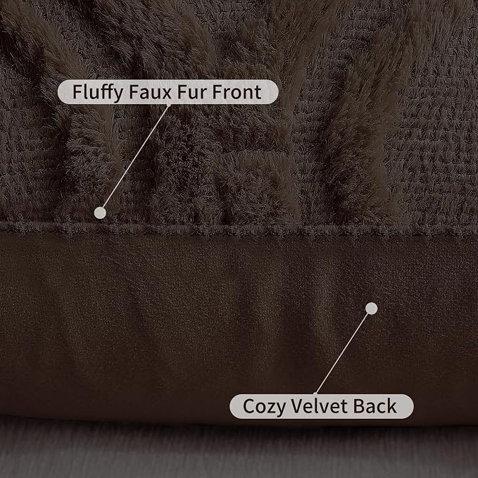 decorUhome Throw Pillow Covers 26x26 Inch Set of 2, Soft Plush Faux Wool Dark - Image 6