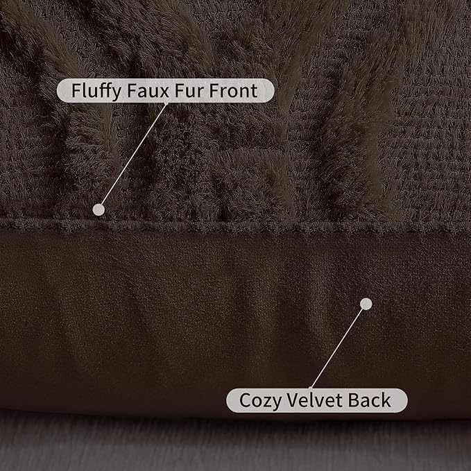 decorUhome Throw Pillow Covers 12x20 Inch Set of 2, Soft Plush Faux Wool Dark - Image 6