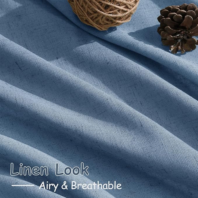 Extra Long Curtains 102 Inches for Living Room/Bedroom Stone Blue Back Tab Rod - Image 3