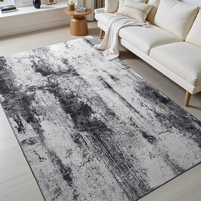 Toneed Abstract Area Rug Modern Washable Rug Soft Non Slip Rug Low Pile by Toneed