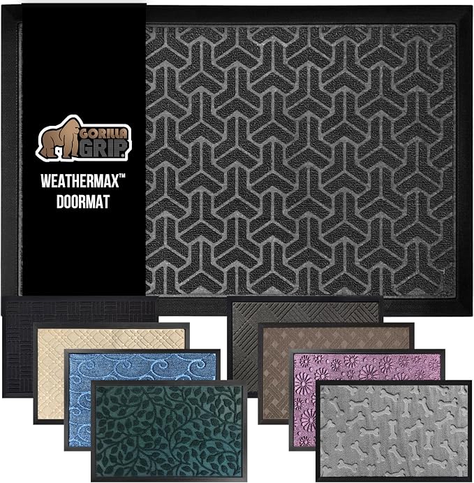 GORILLA GRIP 100% Waterproof All-Season WeatherMAX Doormat, US Designed Natural by GorillaGrip