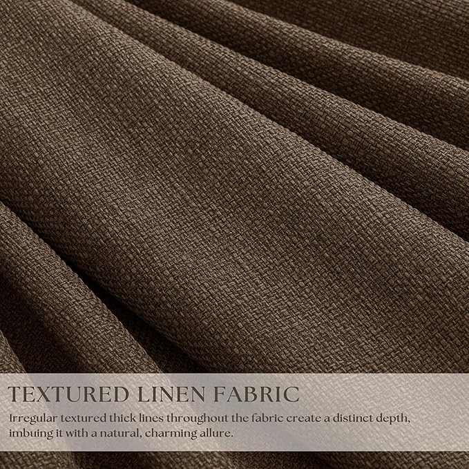 Dutch Cocoa 105 Inch Long Thick Linen Pinch Pleated 100% Blackout Curtains | - Image 2
