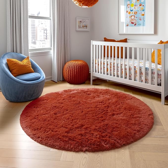 Amdrebio Terracotta Rust Circle Round Rug 4Ft - Image 8