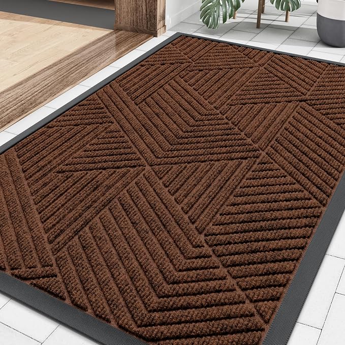 Smiry Front Door Mat Outside Entrance, Heavy Duty Sturdy Natural Rubber Doormat by Smiry