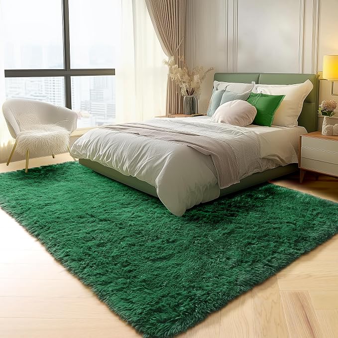 ONASAR Dark Green Area Rugs for Bedroom Living Room, 4x6 Fluffy Soft Plush - Image 5