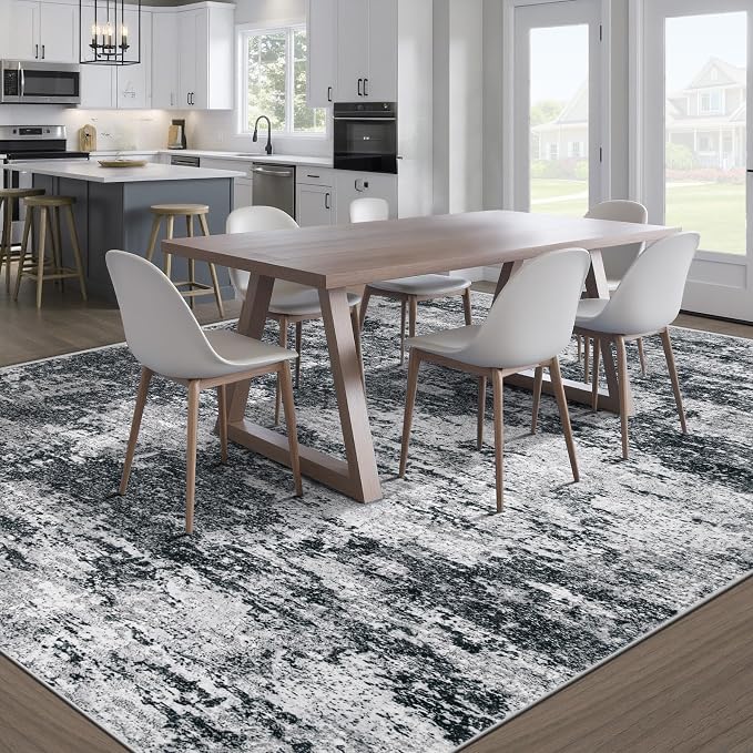 Area Rugs 10x14 Living Room: Washable Rug Modern Abstract Neutral Soft Non-Slip - Image 7