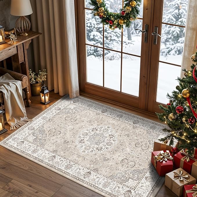 Washable Hallway 3x4 Floor Mats: Farmhouse Non-Slip Kitchen Sink Area Rug by HYHAOYUNLAI