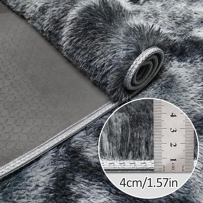 Tie-Dyed Dark Grey 2x6 Machine Washable Runner Rugs - Image 5