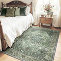 Area Rugs 4'x5' Washable Non-Slip, Floral Vintage Distress Print Pattern by RELEANY