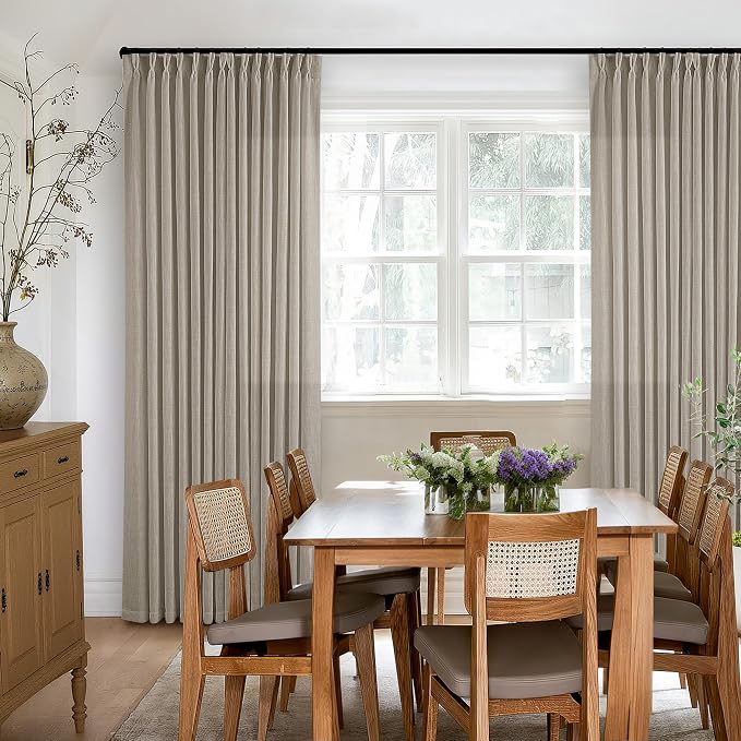 Burlywood Birch Linen Pinch Pleated Curtains 132 Inches Long | Thick Flax - Image 8