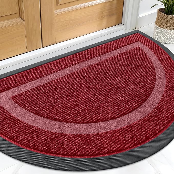 OLANLY Half Circle Door Mat Indoor Outdoor Entrance Welcome, Waterproof by OLANLY