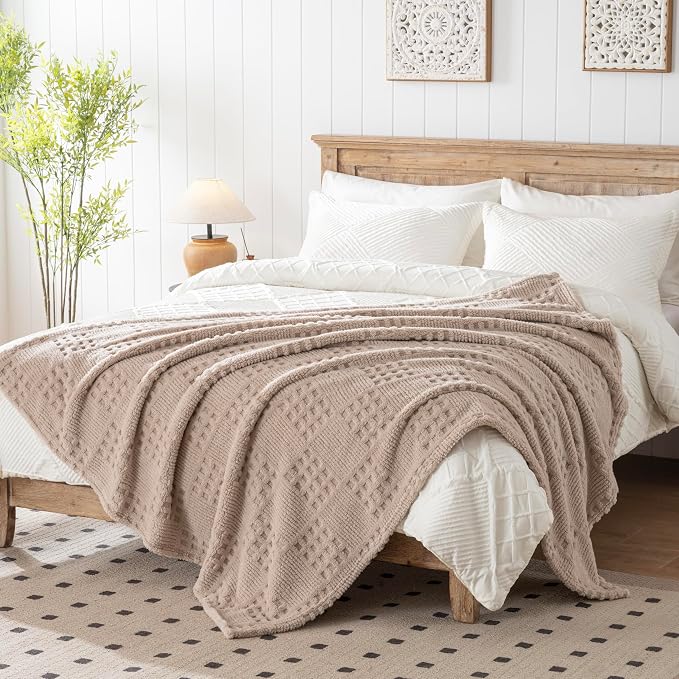 90x104 Inch Brown Waffle Queen Blanket - Image 2