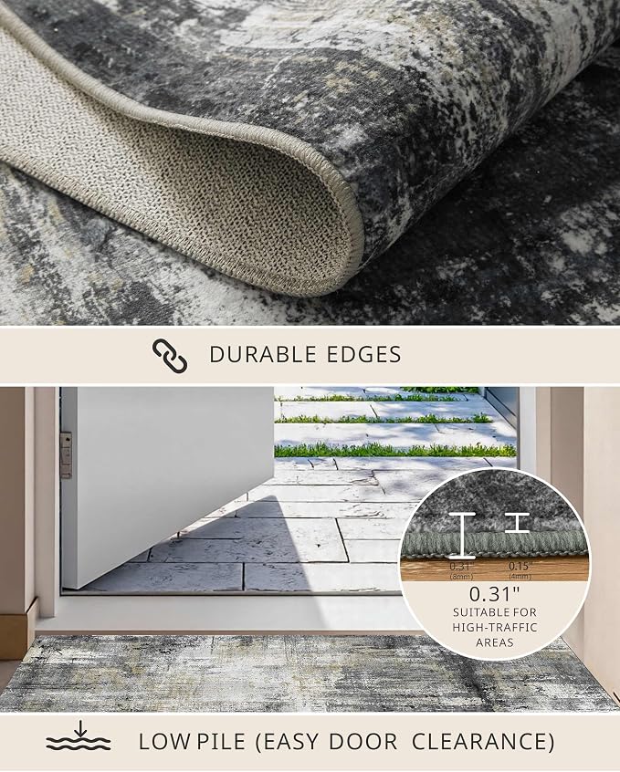 Latte&Fog 2x3 Entryway Rug, Small Modern Abstract Door Mat, Washable Kitchen Rug - Image 4