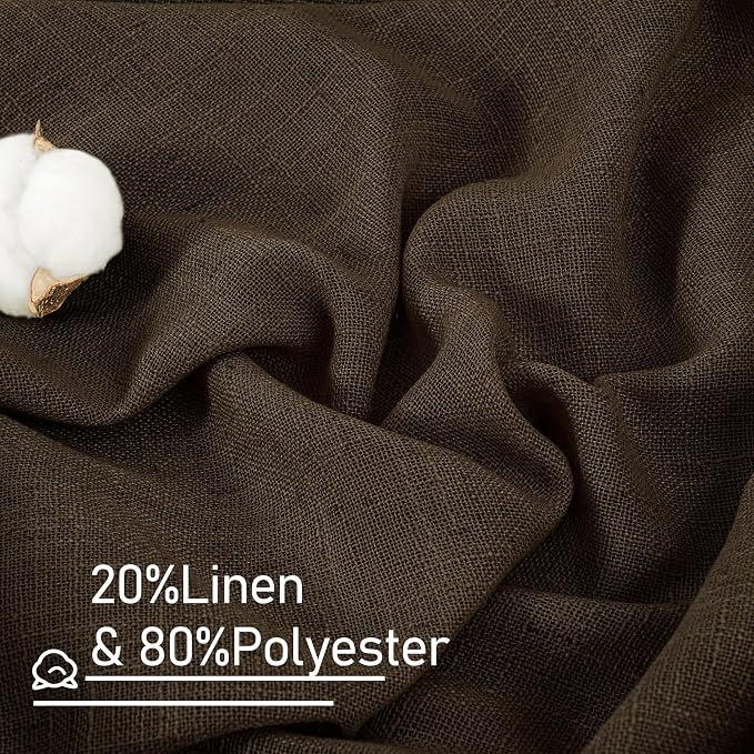 LAMIT Linen Curtains 63 Inch Length 2 Panels, Light Filtering Panels Back Tab - Image 2