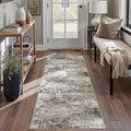 2x6 Abstract Runner Rug Brown Washable Modern Hallway Carpet Non Slip Ultra by PureCozy