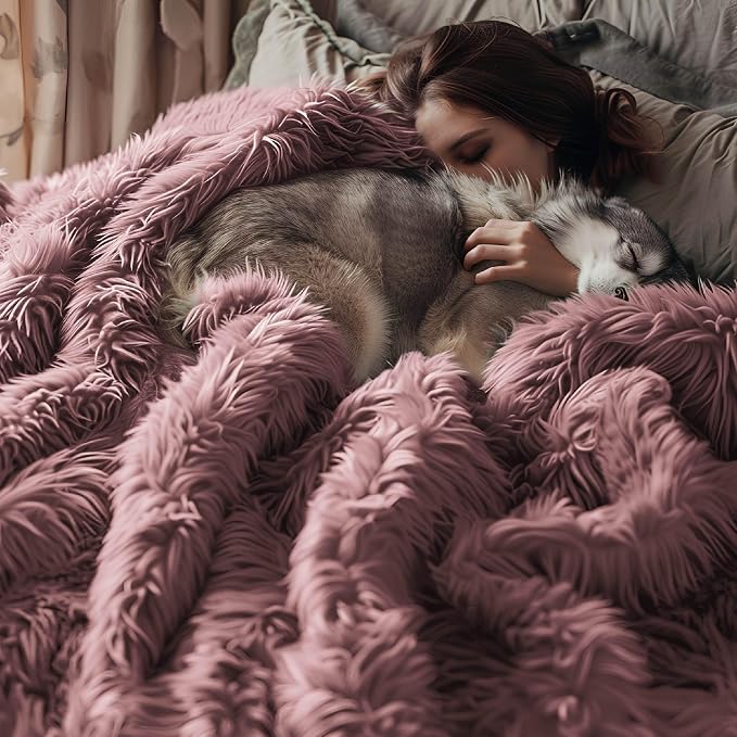 Bedsure GentleSoft Fluffy Dusty Pink King Size Blanket - Image 6