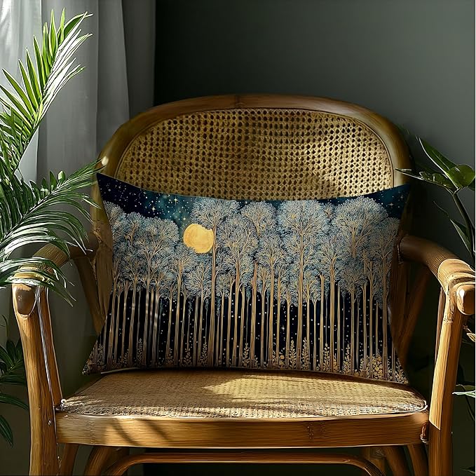 Rustic William Morris Inspired Forest Green Moon Pillow Covers 12x20 - Image 4