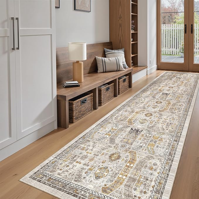 Madane Hallway Runner Rug 2'6''x10' Kitchen Runner, Non Slip Vintage Runners - Image 3