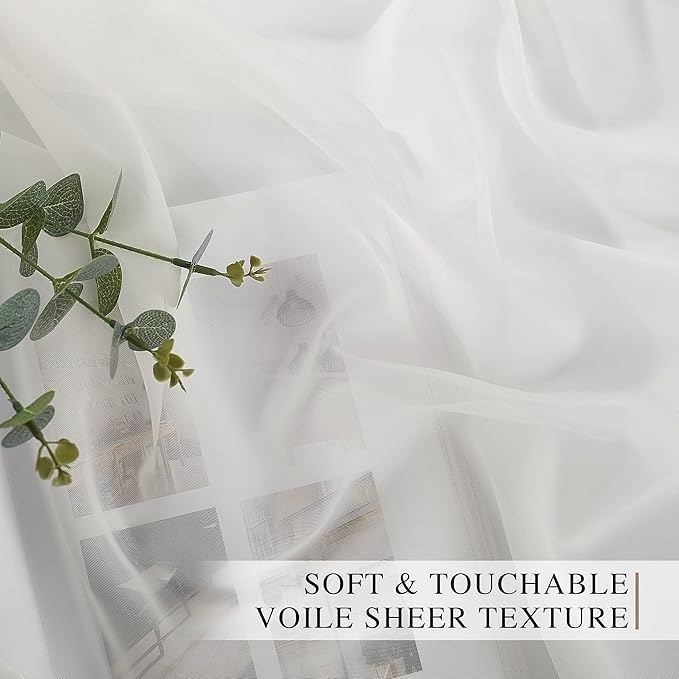 NICETOWN Sheer Curtains for Bedroom Windows, Grommet Casual Soft Voile Sheer - Image 3