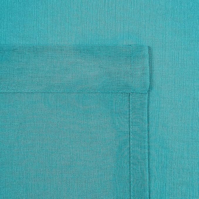 DWCN Turquoise Sheer Curtains Semi Transparent Voile Rod Pocket Curtains - Image 5