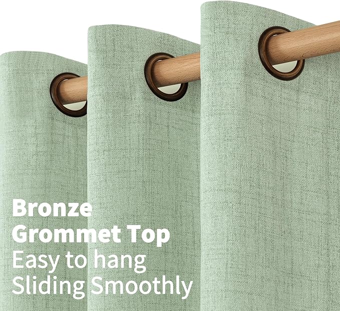 YoungsTex Sage Green Linen Curtains 95 Inch Long - Image 7