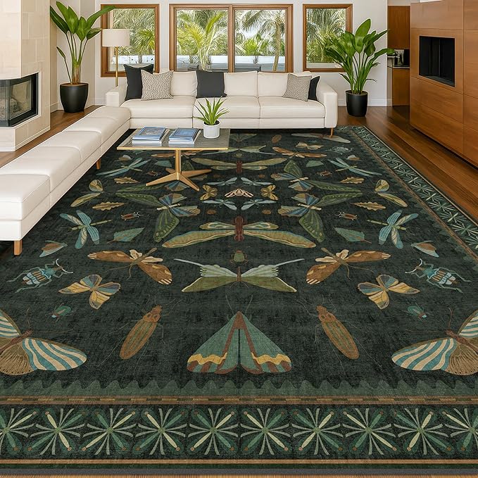 Hazo Haus Forest Green Rugs for Living Room by HazoHaus