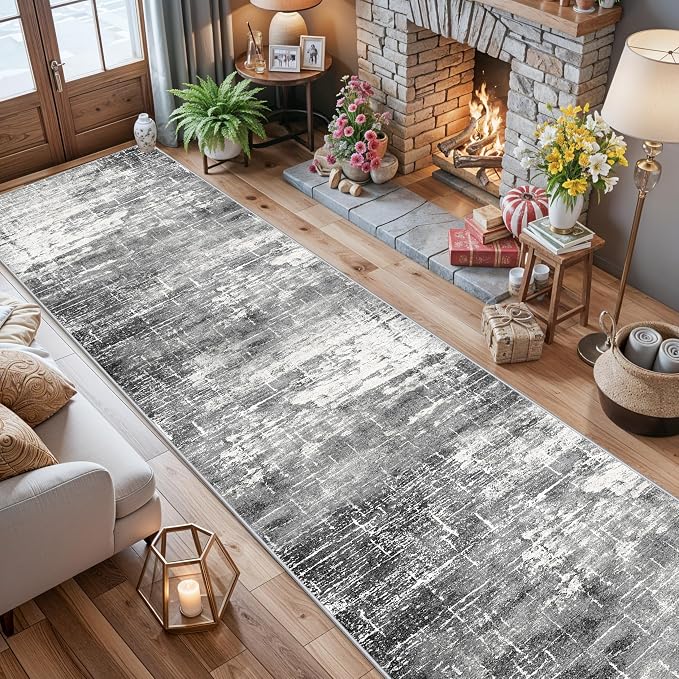 Abstract 14ft Long Runner Rug: Non-Slip Washable Rug Runner Low-Pile Soft - Image 4