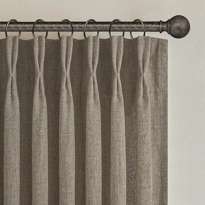 Thick Linen Pinch Pleated Sheer Curtains 96 Inches Long 2 Panels Set - Image 2