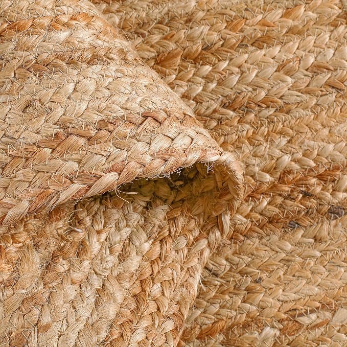 Hausattire Hand Woven Jute Braided Rug, Reversible Boho Entry Area Rugs - Image 5