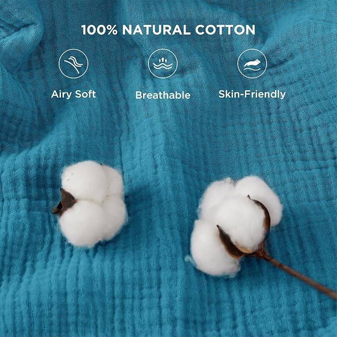 Bedsure 100% Cotton Muslin Throw Blanket Twin XL - Image 3