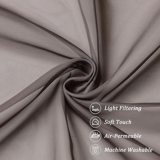 Chyhomenyc Sheer Curtains 36 inch Length 2 Panels, Light Filtering Voile Rod - Image 8