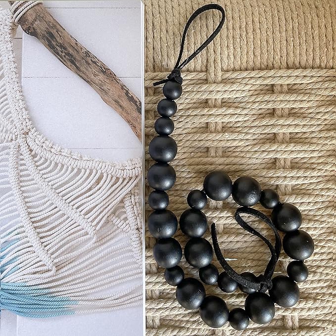 OCIOLI 2 Pieces Wood Bead Curtain Tieback Boho Curtain Tiebacks Curtain - Image 7