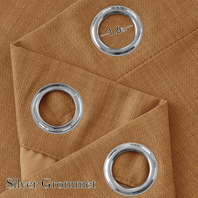 NICETOWN Faux Linen Gold Brown Blackout Curtains 84 inches Long - Image 2