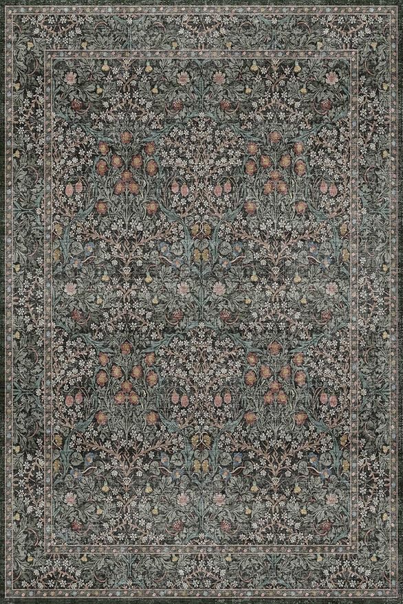 Dark Green 4x6 Washable Area Rug - Image 2