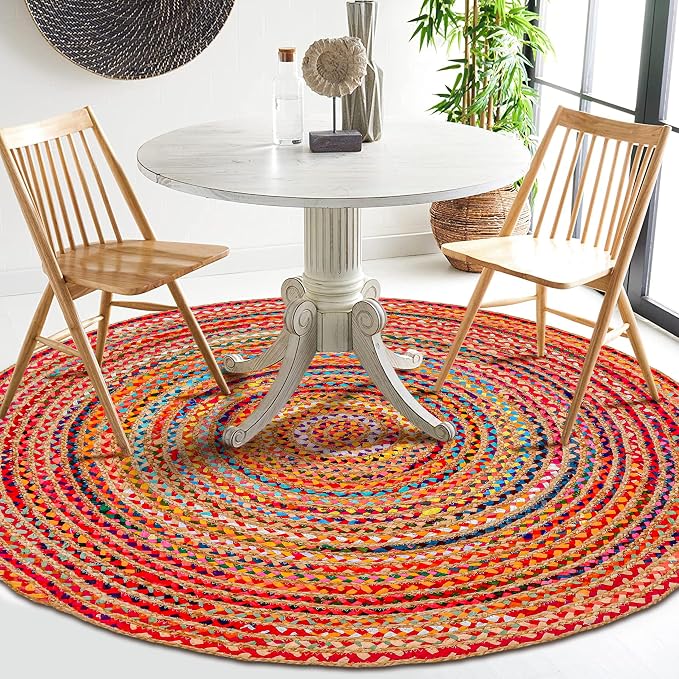 Hausattire Bohemian Braided Rug 3' Round - Image 4