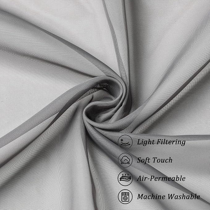 Chyhomenyc Voile Sheer Window Curtain Panels 54 Inch Long, Top Dual Rod Pockets - Image 9