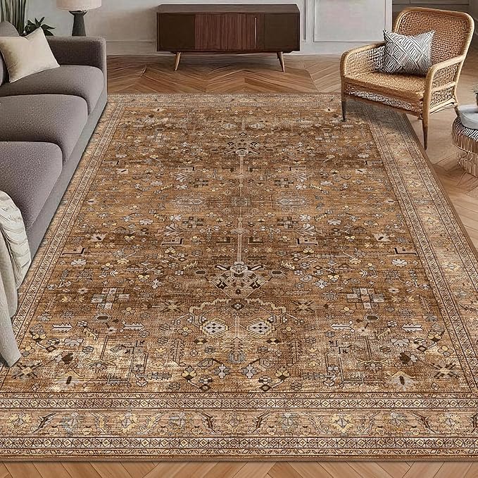 Washable Area Rug 9' x 12' Vintage Traditional Persian Mat by Unknown