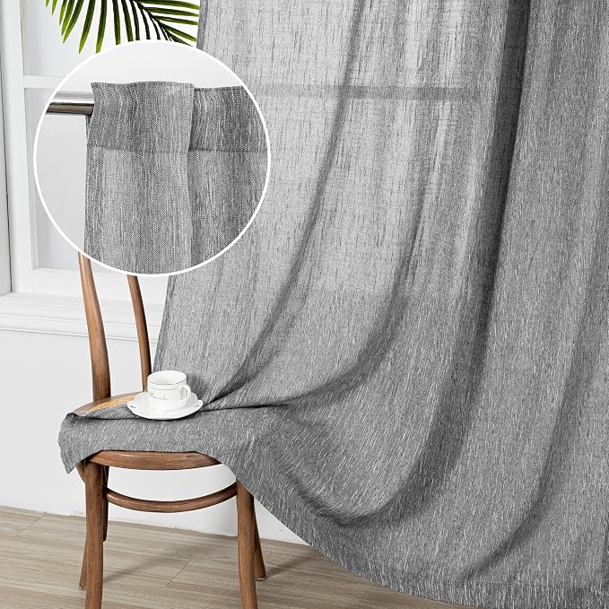MYSKY HOME Living Room Curtains Semi Sheer Light Filtering Privacy Drapes Linen by MYSKYHOME