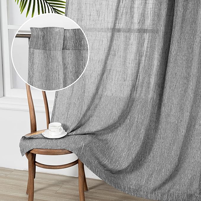 MYSKY HOME Sheer Curtains for Bedroom, Kitchen Curtain Panels Cotton Polyester by MYSKYHOME