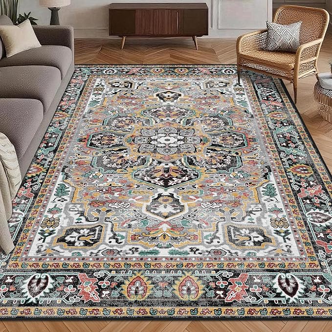 Washable Area Rug 5' x 7' Vintage Traditional Persian Mat by Unknown