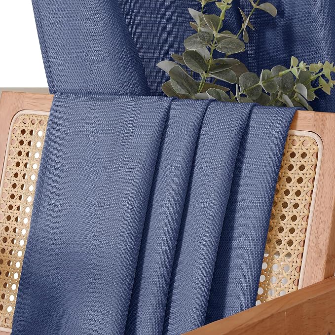 Chyhomenyc Blue Valance for Windows, Light Filtering Faux Linen Textured Small - Image 7