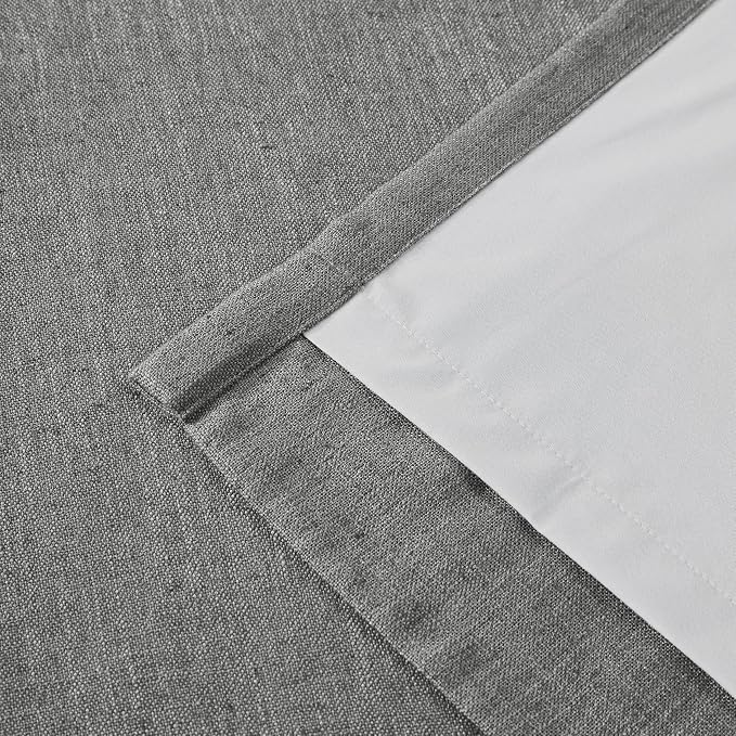Vision Home Pinch Pleated Dark Grey Blackout Curtains 84 inch Linen Blended - Image 6