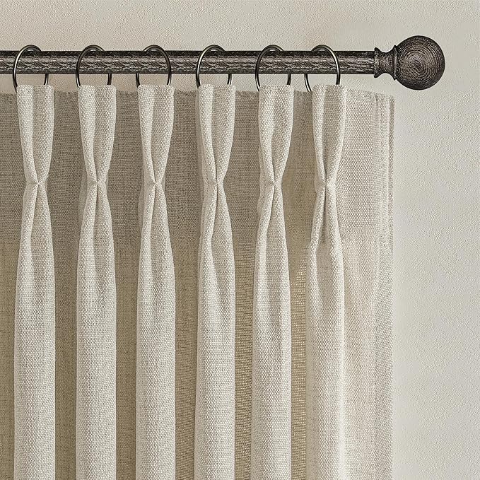 Pleated 132 Inch Extra Long Warm Beige Curtains - Image 2