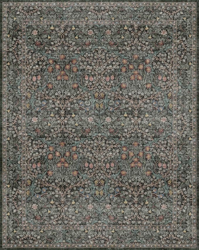 Washable Dark Green 10x12 Rug for Living Room - Image 2