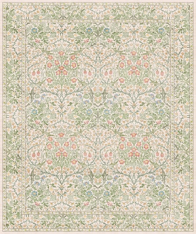 Vintage Washable Beige Green 10x12 Rug - Image 2