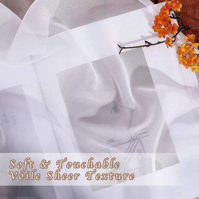 NICETOWN White Sheer Curtains Extra Long 135 inch Length - Image 3