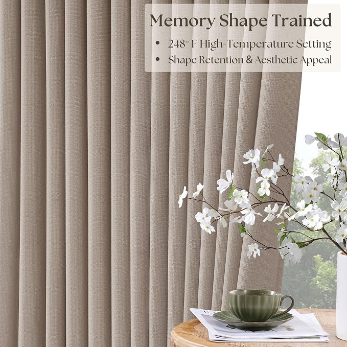 Viral Pleated Blackout Burlap 120 Inch Long Curtains Burlywood Birch | Pinch - Image 5