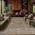 9x12 Washable Area Rug for Living Room Bedroom Vintage Rust Red Non Slip Carpet by WondRg
