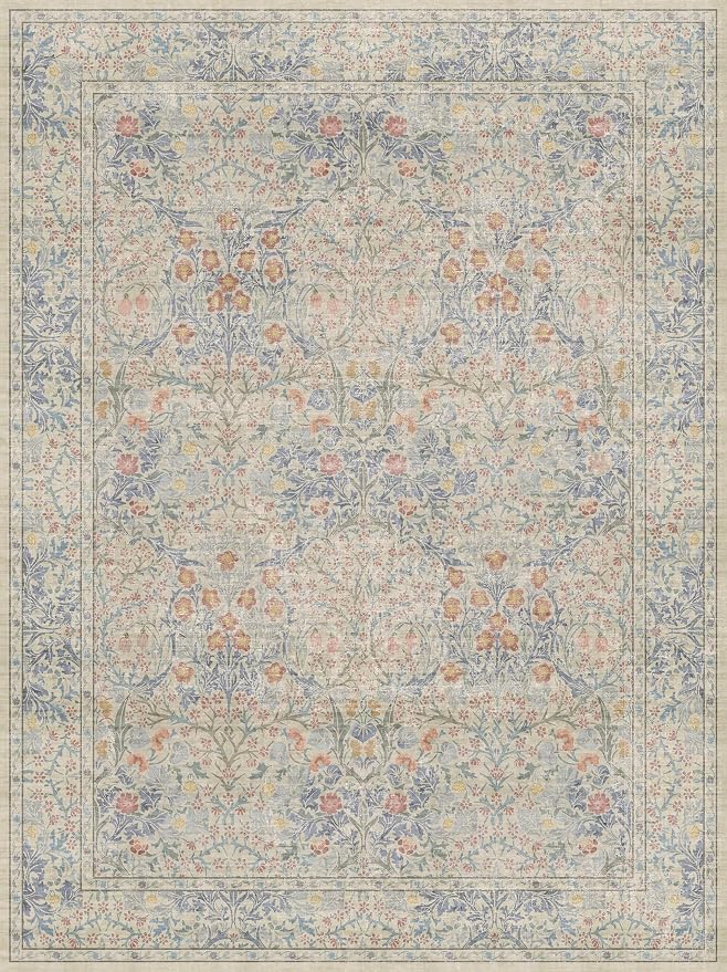 Washable Light Blue Bedroom Rug, 9x12 Area Rug - Image 2