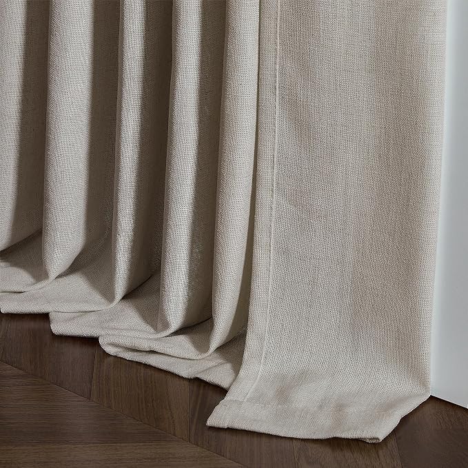Burlywood Birch Pinch Pleated Linen Semi Sheer 54 Inch Curtains 2 Panels | - Image 6